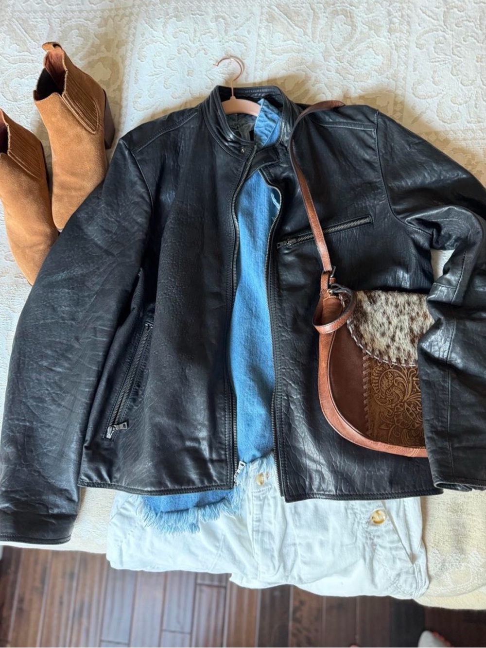 Kenneth Cole Vintage Black Leather Moto Jacket
